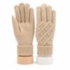 Foldable Cuff Touchscreen Gloves Diamond Pattern Windproof Gloves Full Fingers Gloves  Hiking Use