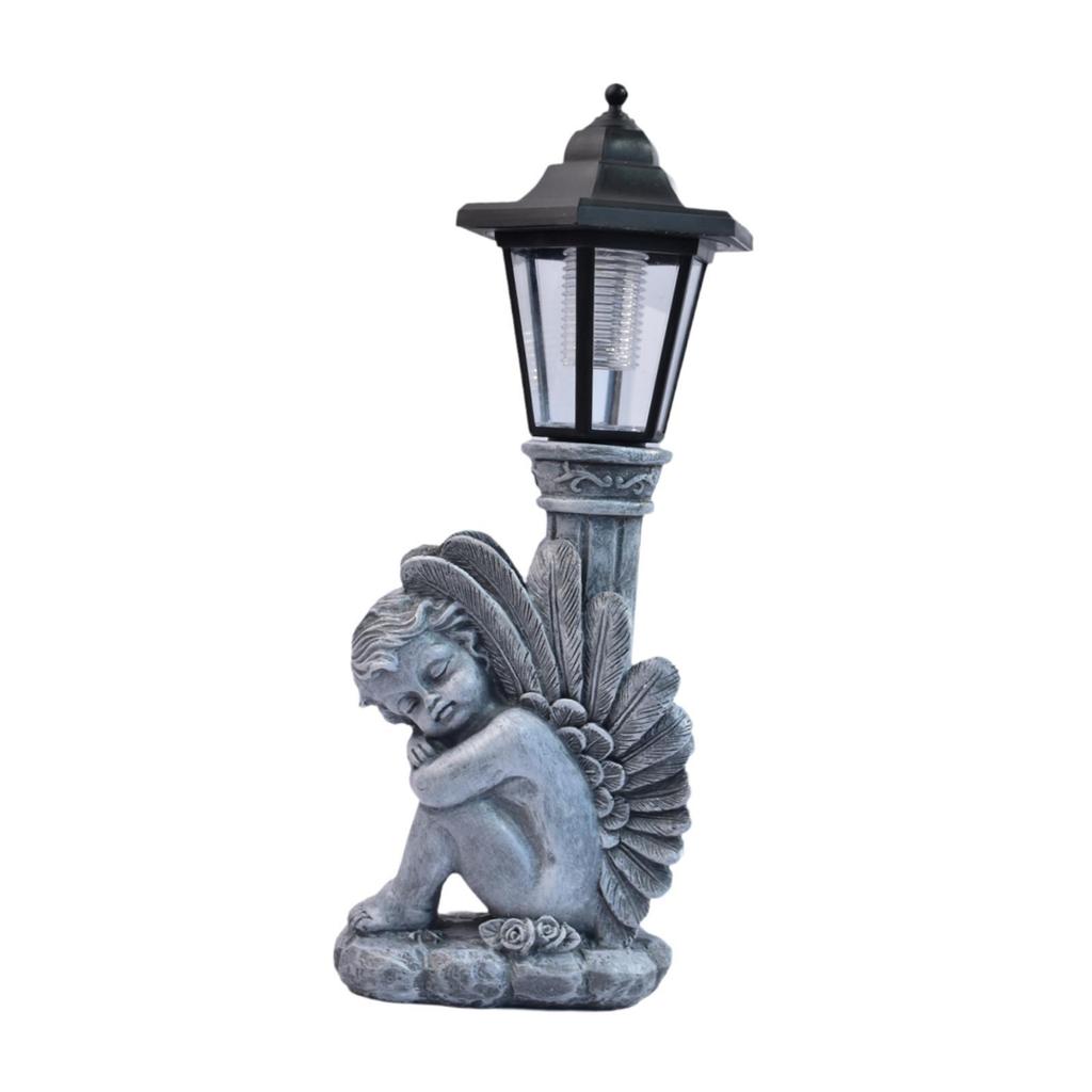 Resin Angel Solar Lamp Easy to Use Statue Modern Decorative Statuette for Garden Decoration Outdoor