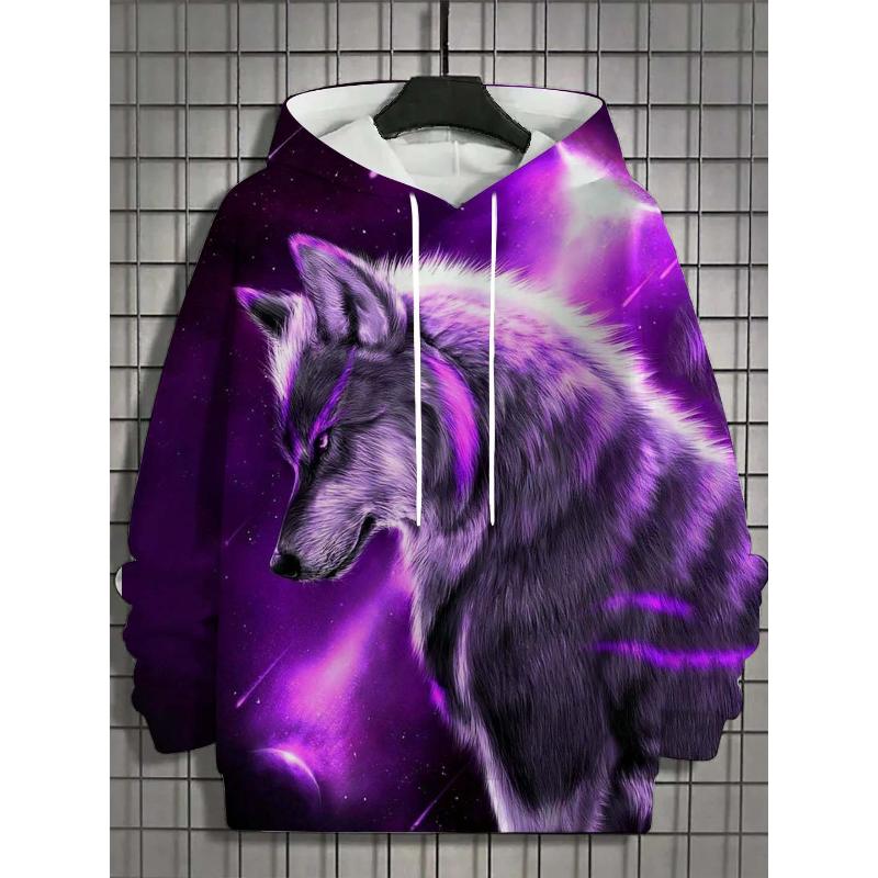 Men's Hoodie 3d Print Animal Tops Wolf Graphics Long Sleeve Hoodie Fashion Casual Autumn Unisex Tops Oversized Hooded Streetwear
