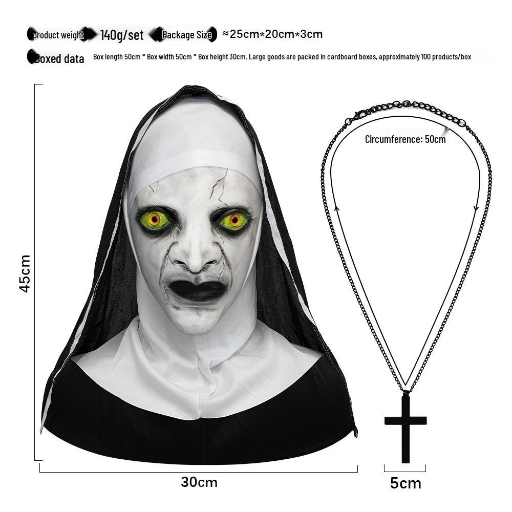 Maska Masquerade - Hełm Zakonnicy z Otwartymi Ustami - Straszna Twarz Ducha na Imprezę Halloweenową