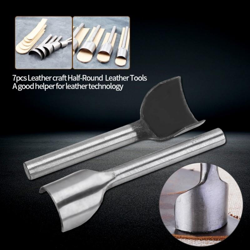 7ks Sada DIY Kožené Řemeslo Půlkruhový Děrovač Řezačka Konců Pásků Pro Domácí Kožené Šití(10-40 mm)