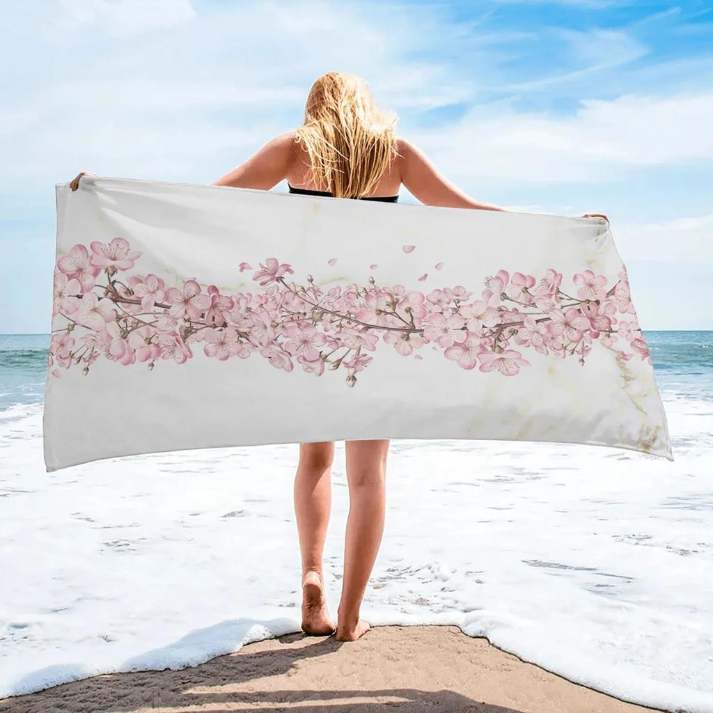 Floral Beach Towel Microfiber Quick Dry Botanical Flower Bath Towel Oversized Sand Free Travel Swim Towels Gift for Women Girl