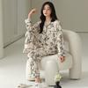 Pajamas Women's Spring and Autumn Pure Cotton Long-sleeved New Floral Thin Mother Advanced Sense Can Be Worn Outside Cool Cotton Suit