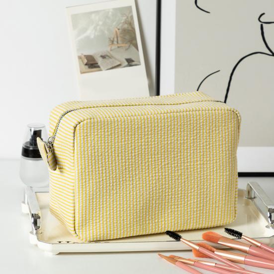 Makeup Bag Solid Color Large Capacity Zipper Closure Cosmetic Pouch Skin Care Product Travel Storage Pouch