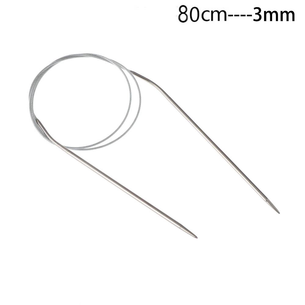 80/100cm Stainless Steel Circular Needle Round Weaving Knitting Needles Handmade Crochet Hook DIY Crafts Household Sewing Pins
