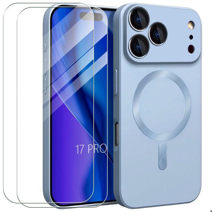 Protective Case - E.F.Connection - iPhone 17 Pro - TPU with Blue Magnetic Circle - 2 Glasses