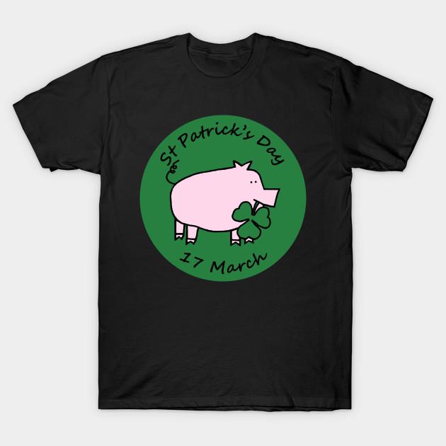 Men Black Print T-shirt St Patricks Day Pig With Shamrock No-Cut Transfer Paper Print Cotton Tshirt 2XL