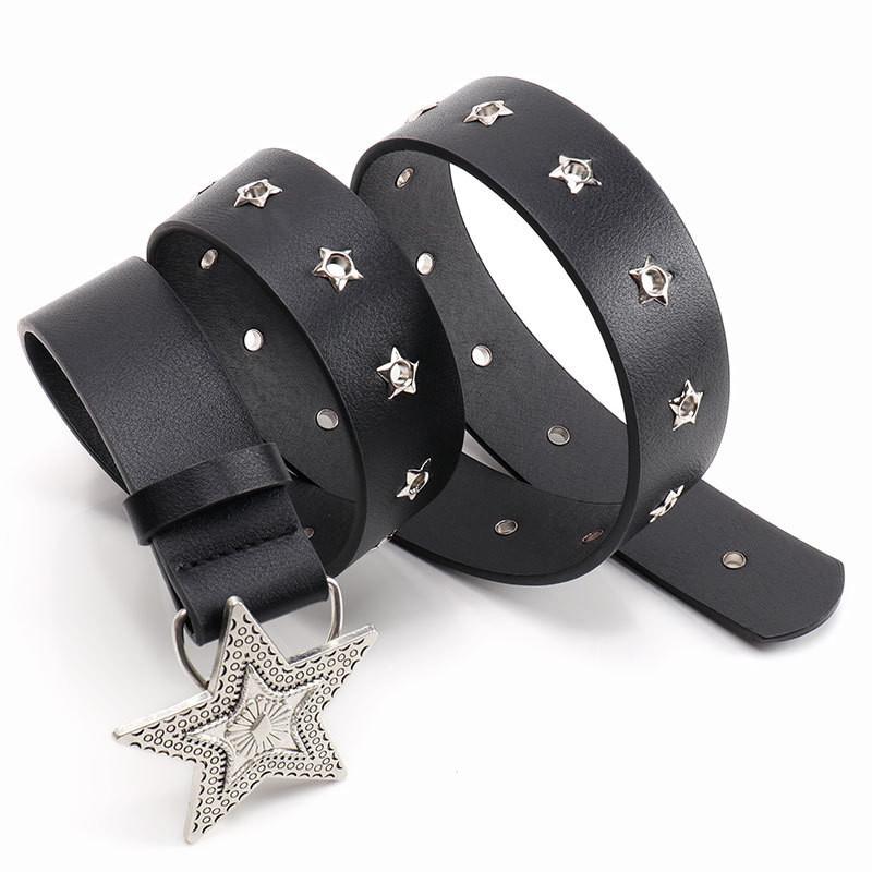 Simple Women Alloy Star Shape Belt Solid Color Waist Decoration Gift Fashion