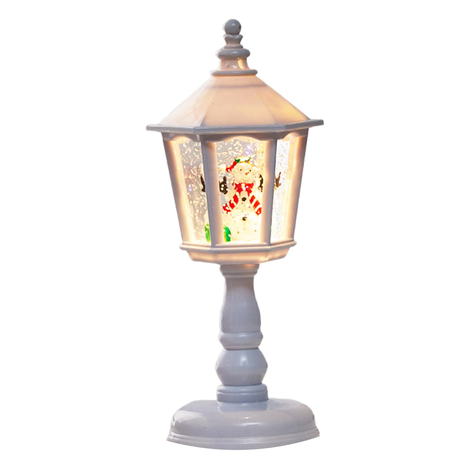

Christmas Water Snow Globe Lamp with Light and Music Santa Claus Scene Hexagon Base Desktop Decor for Holiday Home Party Gift белый