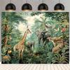 Retro Safari Backdrop with Wildlife and Lush Greenery Photography Background Cloth