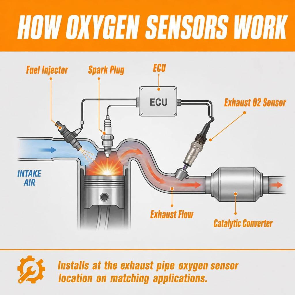 12mm 4-Wire Oxygen O2 Sensor Compatible with Polaris RZR Ranger General Sportsman Outlaw ACE, Replaces 4016021 4013979 0455132, Includes Connector