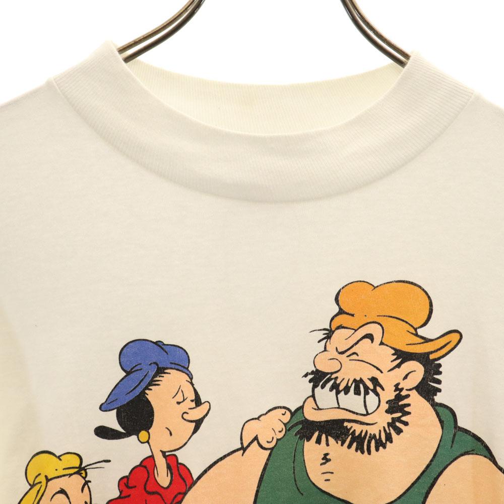 NJ CROCE 90s Old USA made Long sleeve Popeye Cut L white Ron T Men's Used