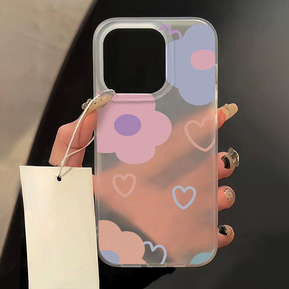 Matte Silikon Blumen Handyhülle für iPhone 16 Pro Max Funda iPhone 11 13 15 14 Plus 12 Mini 16promax 15promax Transparente Hülle