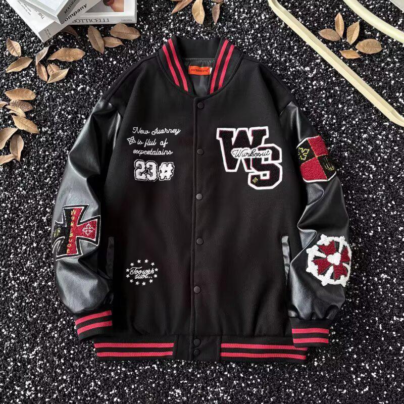 2024 Men's Trendy Korean Style Color-Contrast Baseball Jacket, Perfect for Spring and Autumn