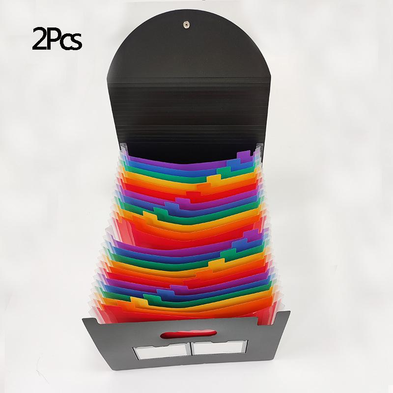 PIKAPIKA File Rack A4 25 Pocket Color File Box Large Capacity Expandable Folding File Storage Box Divider Storage Box Organizer