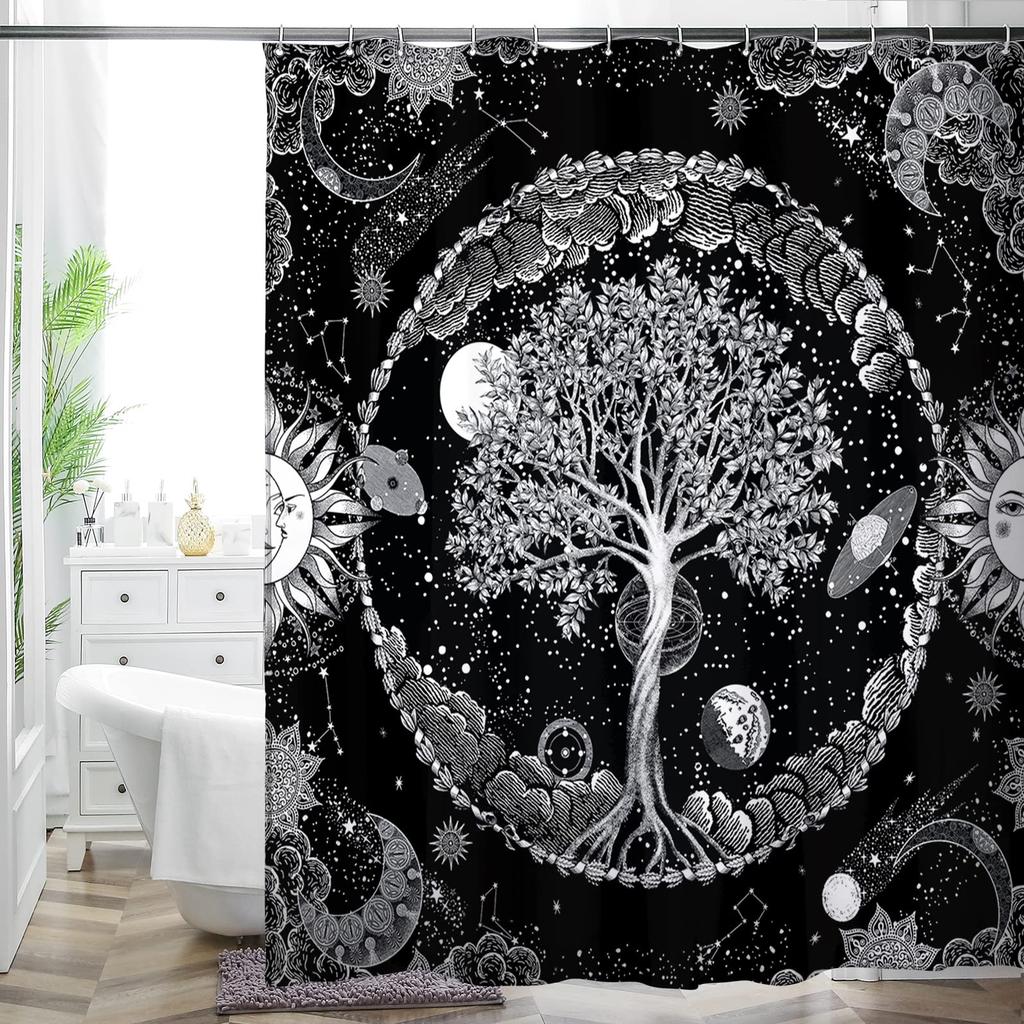 Bohemian Bathroom Curtain Colorful Creative Boho Floral Sunflowers Beautiful Bright Polyester Fabric Shower Curtain for Bathroom