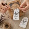 Natural Style Tags for Gift Boxes 100Pcs Paper Thank You with String, Rectangular Tags, Pre-Punched Decorative Hang Handmade Gifts Hole Hanging