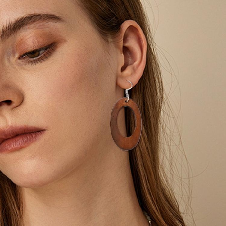 Elegant Wooden Earrings Geometric Design Lightweight And Comfortable Great For Enhancing Fall And Winter Fashion Styles