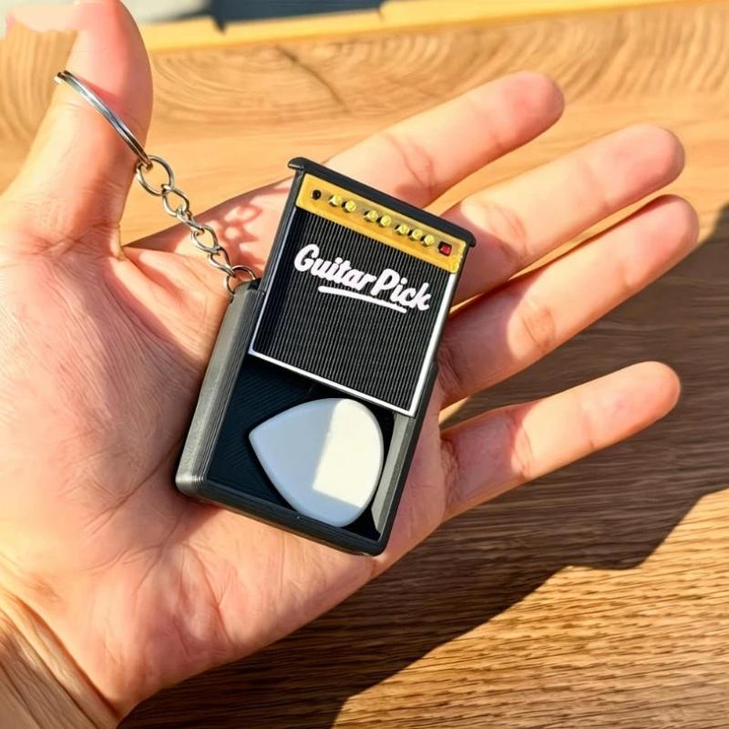1/3 Stück Tragbare Gitarrenplektrum-Aufbewahrungsbox Schlüsselanhänger Plektrum-Halter Verhindert Verlust von Plektren Geschenk für Gitarren-, Bass- und Ukulele-Enthusiasten