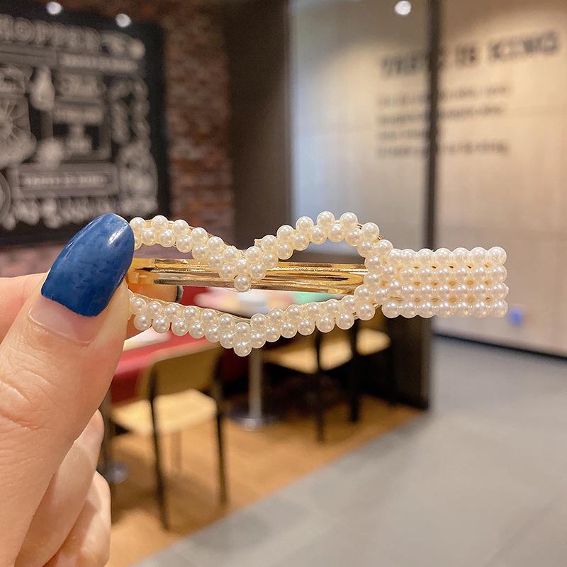 

Корейская шпилька для волос со стразами и жемчугом для женщин: Элегантная боковая заколка для челки 2# duckbill clip heart