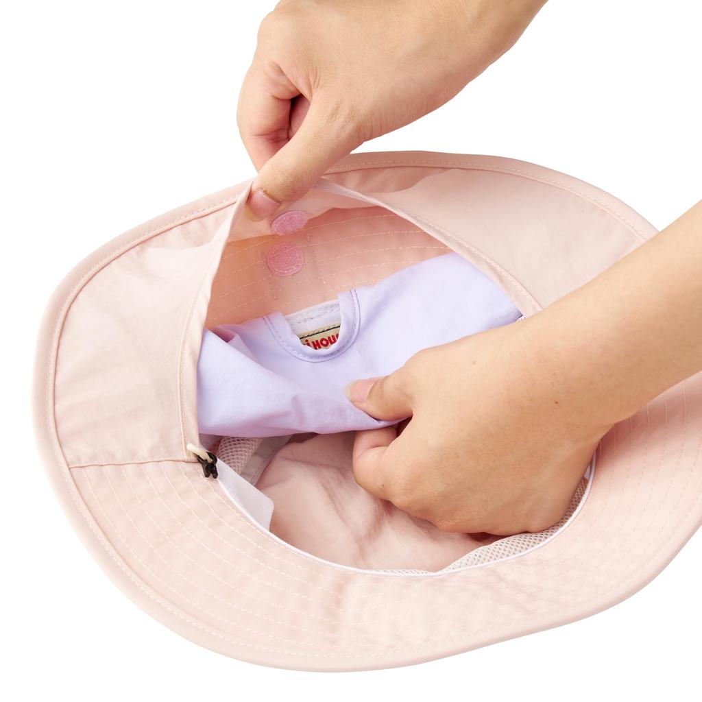 MIKI HOUSE UV with Sunshade for Boys and Size M Hat, Protection, Cover, Logo, Girls, Baby, Kids, Children's Clothing, (50-52cm), Pink, 12-9104-148