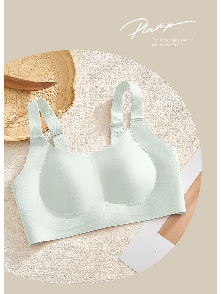 Women's No-Wire Support Bra: Comfortable, Side-Smoothing, Anti-Sagging, Thin Style with Wide Straps