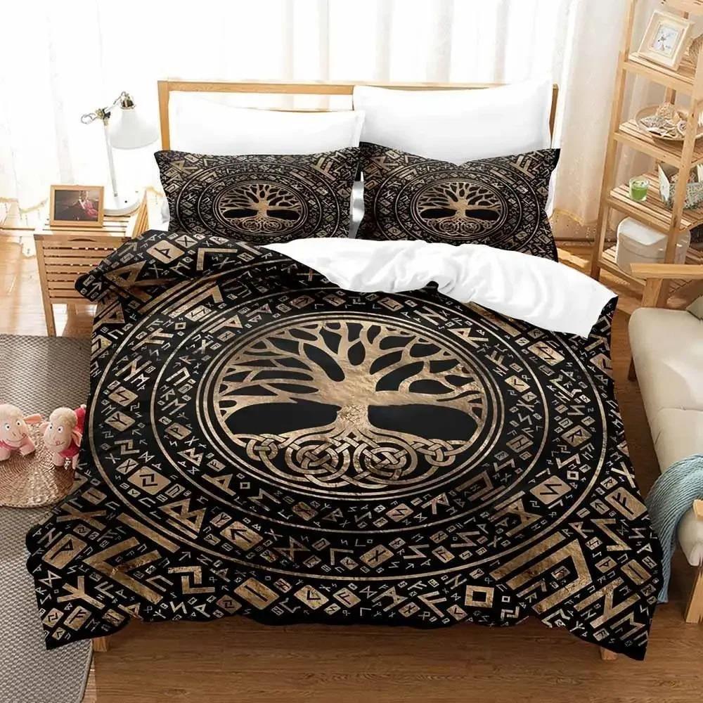Nytt Yggdrasil Träd Runor sängkläder Set Enkelt Twin Fullt Queen King Size Sängset Vuxen Barn Sovrum Påslakan Set Anime Säng Nytt
