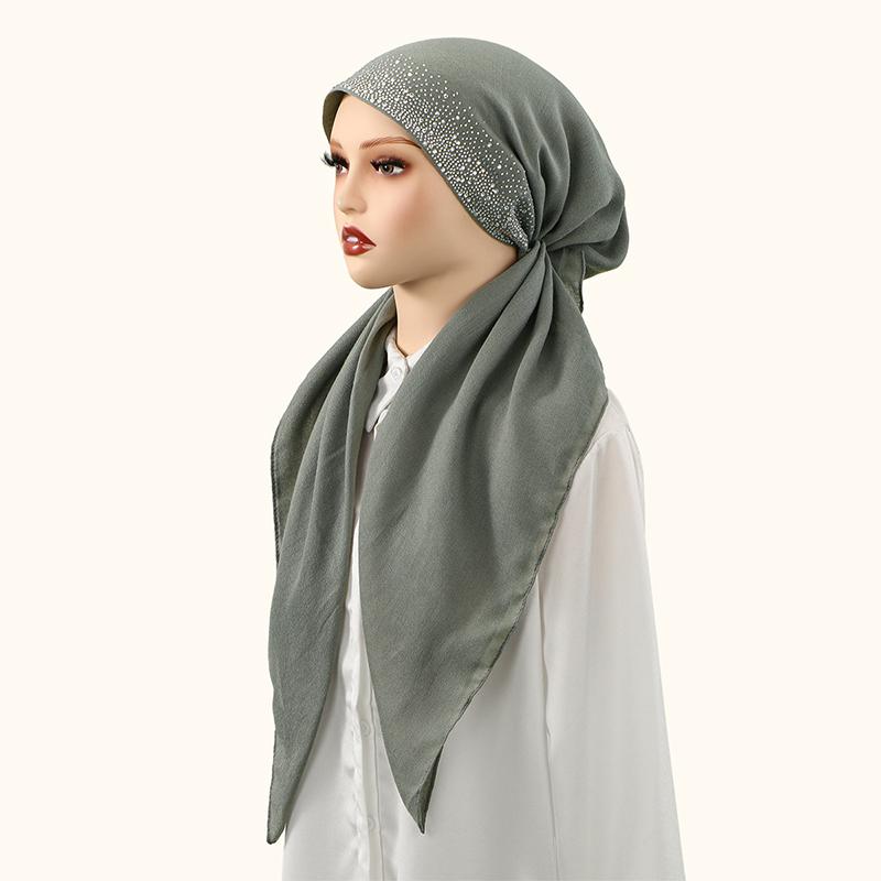 Мусульманские однотонные хиджабы для женщин, инновационный дизайн, длинный хлопковый лен, мягкий эластичный платок для головы, женский носовой платок 65x23 CM