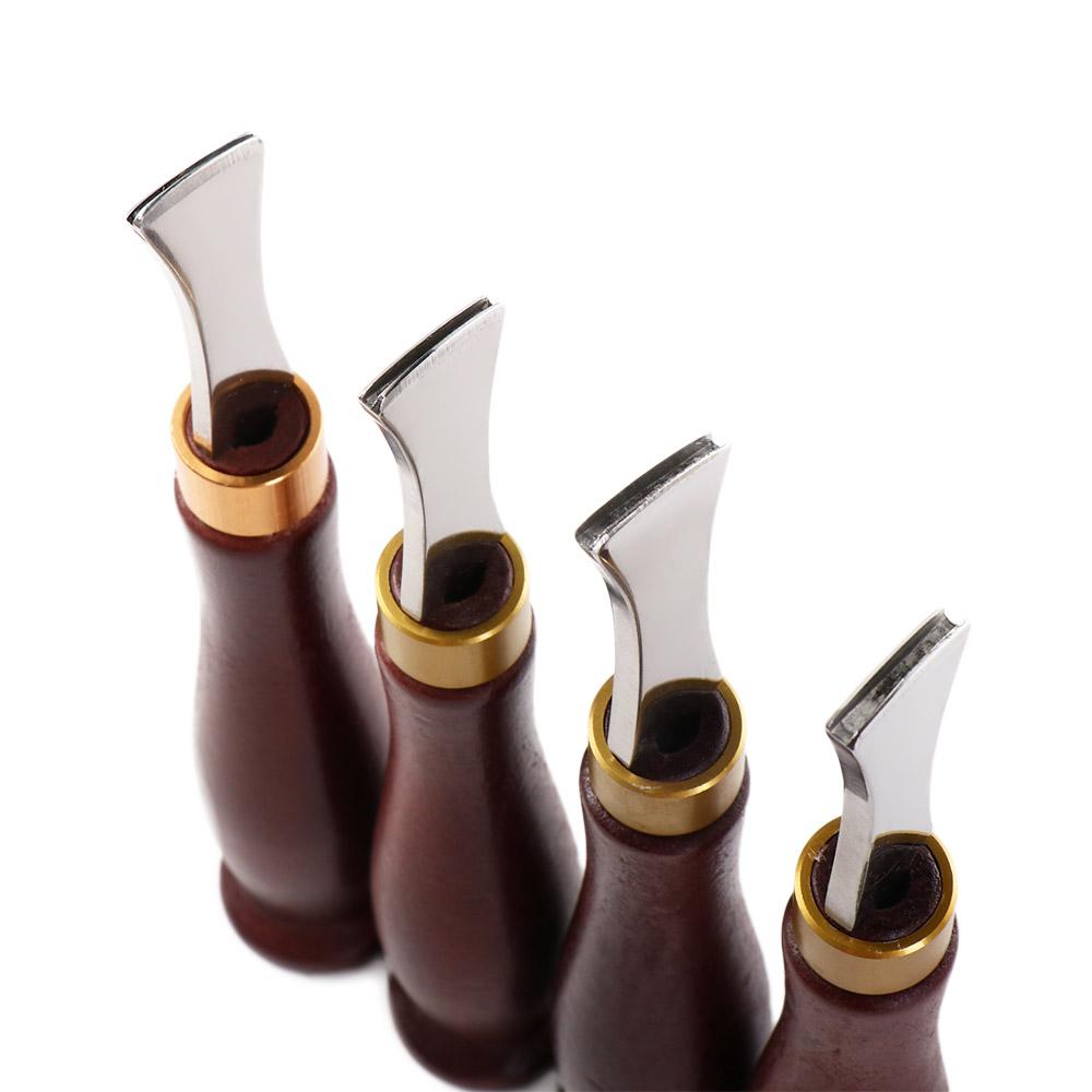 Wooden Handle DIY Shallow Slot Linear Edge Tool Leather Craft Creasing Tools Leather Edge Creaser