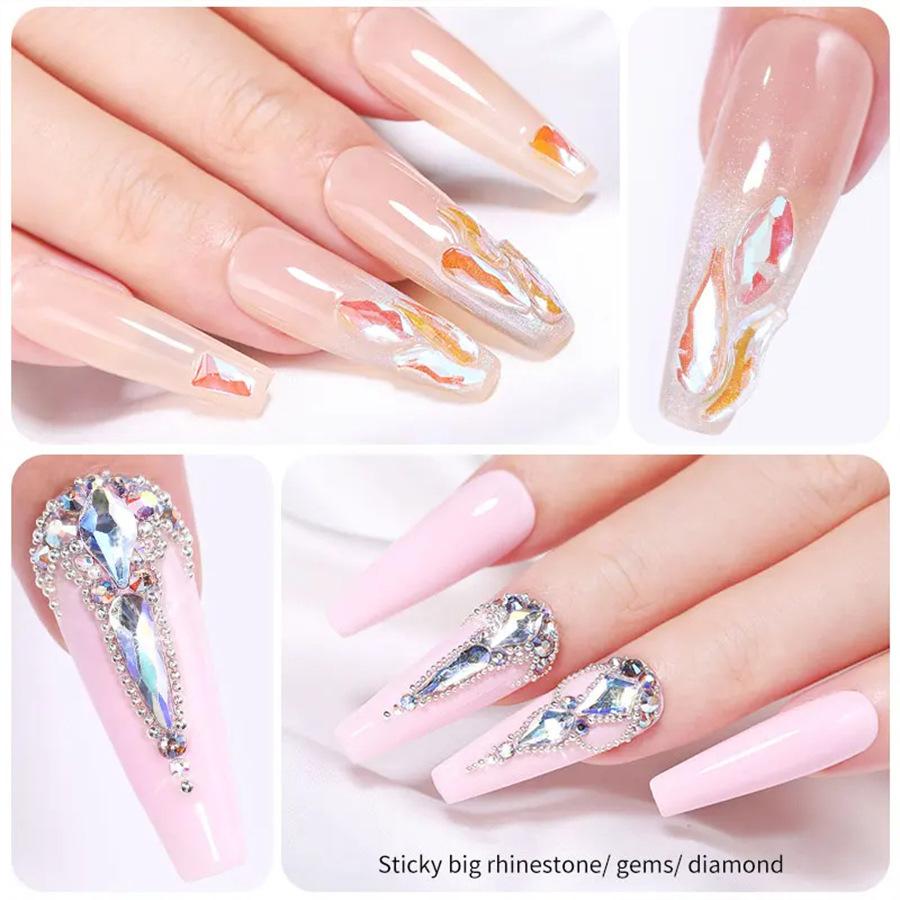 No Wipe Rhinestone Charm Adhesive Gap Nail Glue Filler Sealant UV/LED Cured Long-Lasting Nail Art Tool DIY & Salon Professional Use