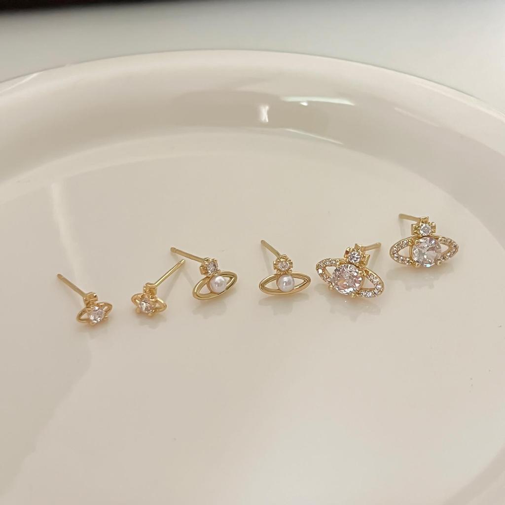 Silver Needle Zircon and Pearl Earrings for Women - Elegant and Versatile High-End Jewelry