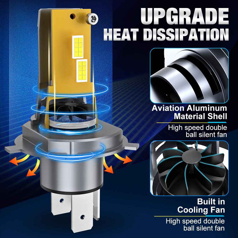 H4 Car LED Headlight Bulb CSP Fan With Canbus High & Low Beam Car Light Turbo Led Diode Lamp Auto Motorcycle CSP 6500K 12V