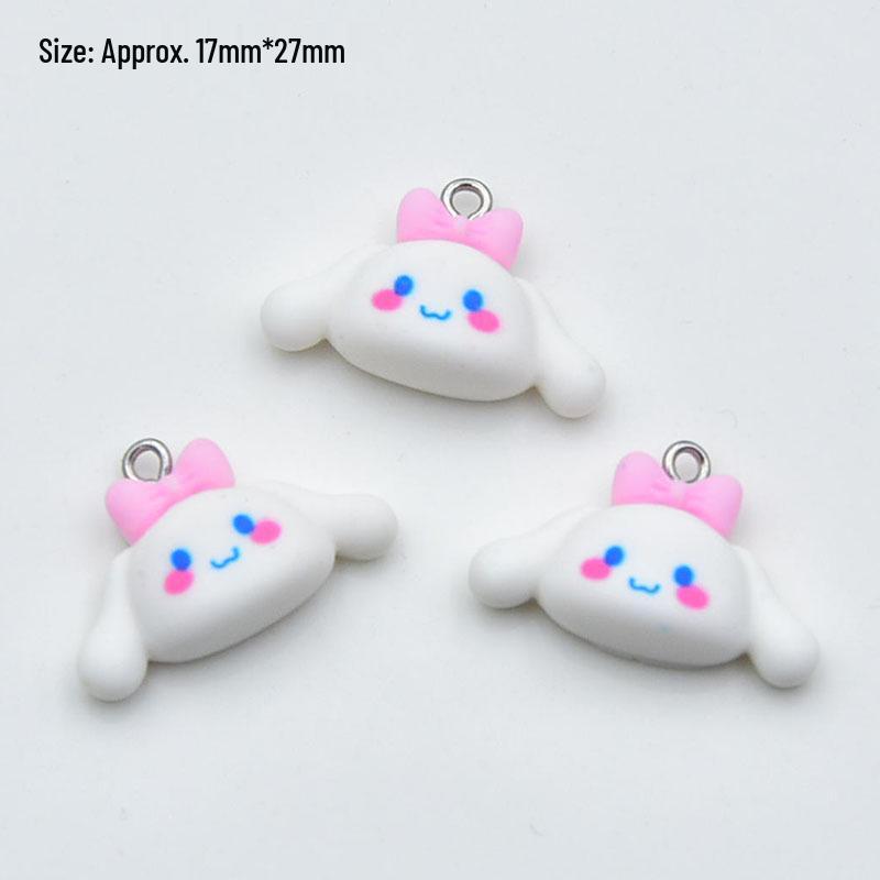Cute Cartoon Chacha Big-Eared Dog Resin Earrings & Keychain Charms - DIY Jewelry Accessories