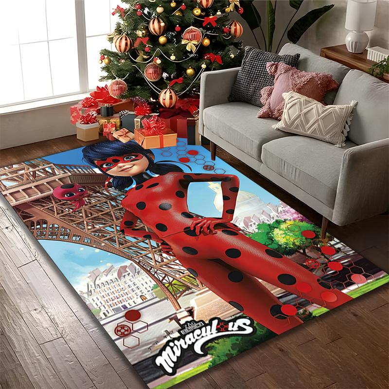 1pc Digital Printed Chair Rug for Home Office Use, Ladybug Carpet Appropriate for All Seasons, Soft Area Carpet