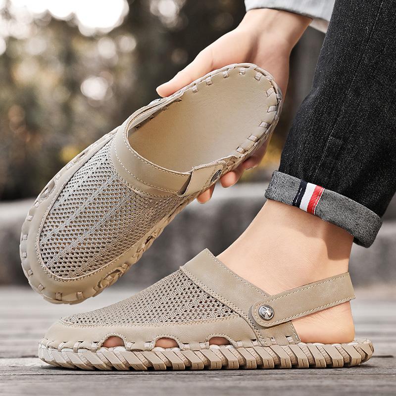 Mode Sommer Neu Mesh Hohl Atmungsaktiv Zwei Tragearten Weiche Sandalen Herren Freizeitschuhe 46 Große Größe Leichte Wasserschuhe