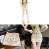 Cotton Blend Flower Print High Waist Short Skirt For Summer Casual Wear