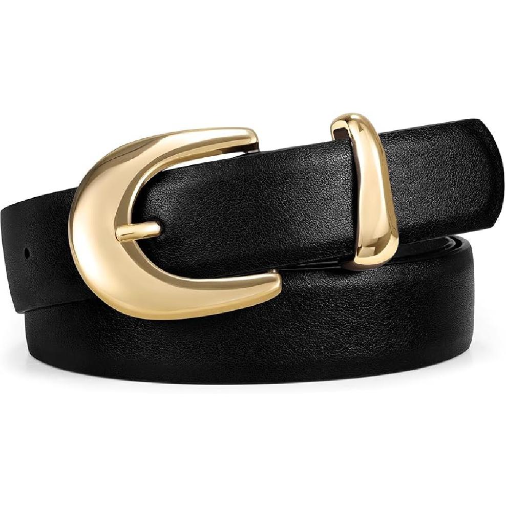 XZQTIVE Women PU Leather Belt for Jeans Pants Ladies Fashion Skinny belt with Gold Silver Buckle Fit Waist 36-42in