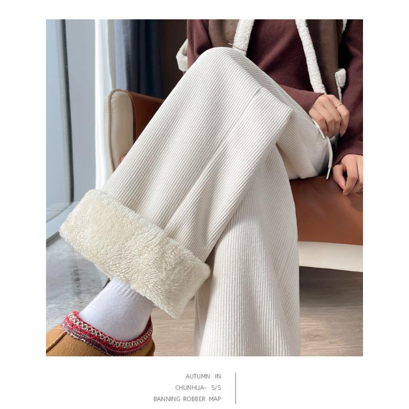 Women High Waist Casual Loose Pants Straight Wide Leg Female Thick Baggy Trousers