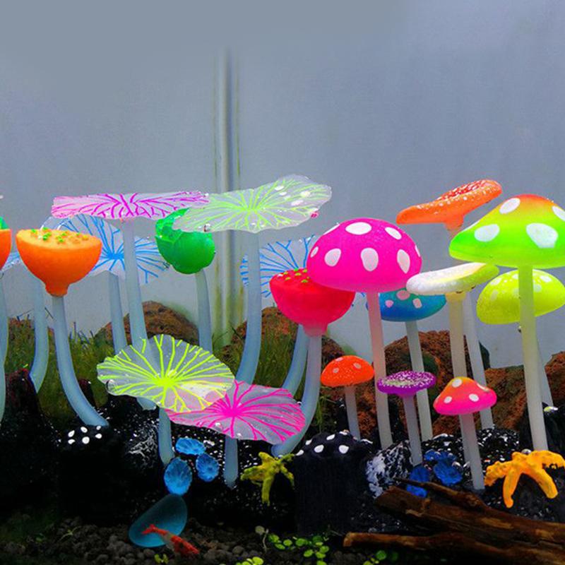 Silicone Simulated Artificial Plant Decoration Fluorescent Aquarium With Sucker