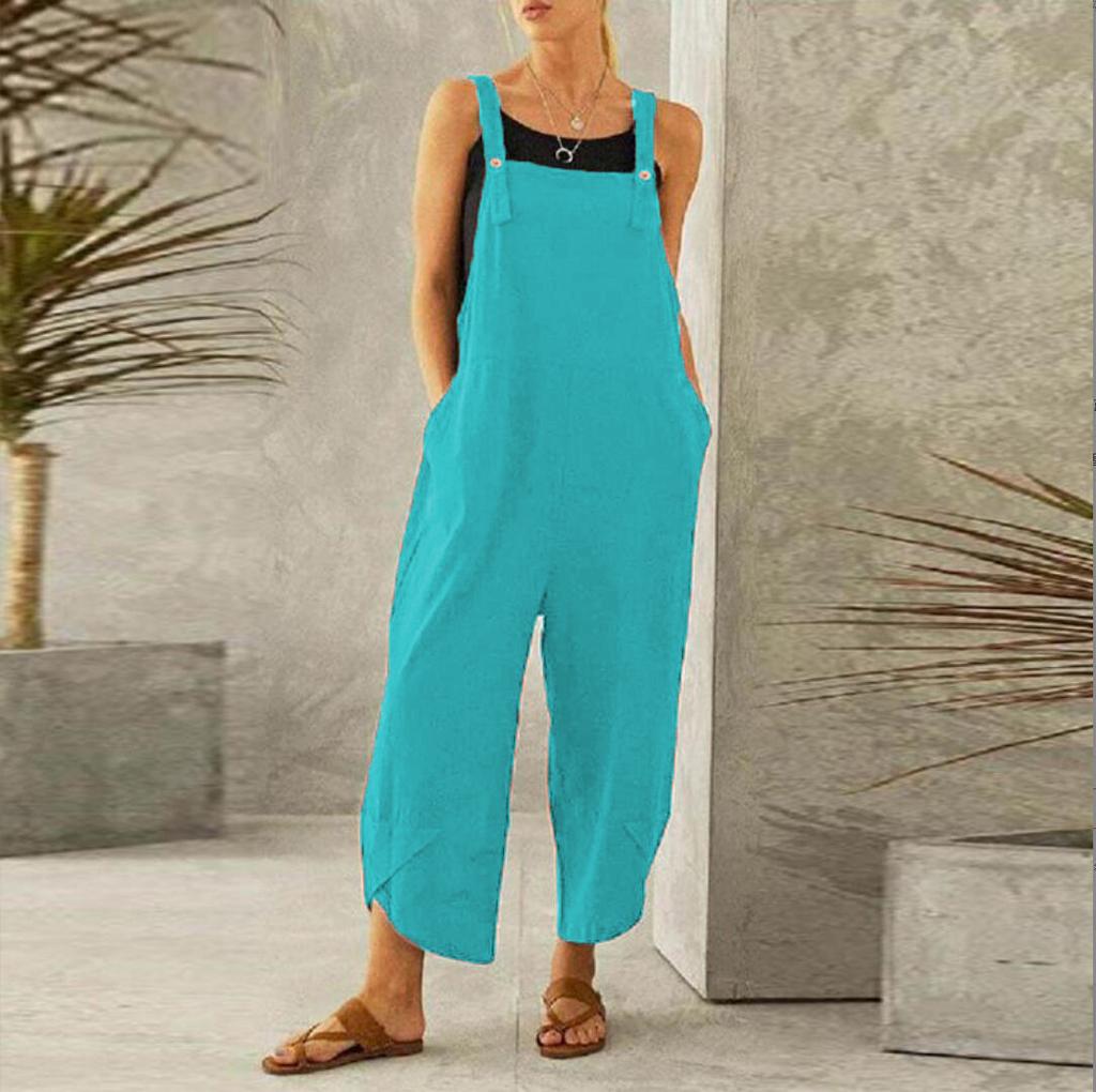 Women's Fashion Casual Pants Rompers Jumpsuits Overalls Bib Pants Long Trousers Playsuit Plus Size S-5XL