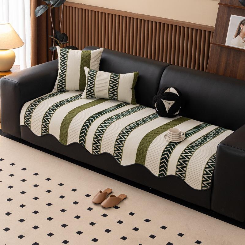 New Sofa Cover Cover Cloth Universal In All Seasons, Straight Row Non-Slip Seat Cushion, High-Grade Chenille Sofa Cushion