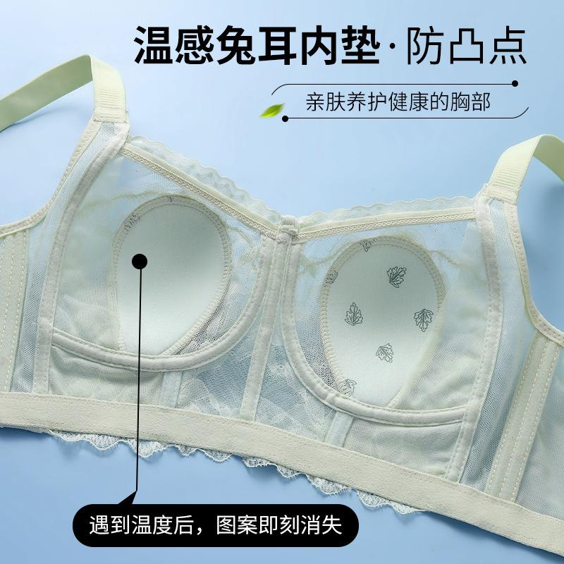 

1.1CM ultra-thin lace without steel ring, big chest showing rabbit ears bra gathering new models 34/75bc through cup шампанского