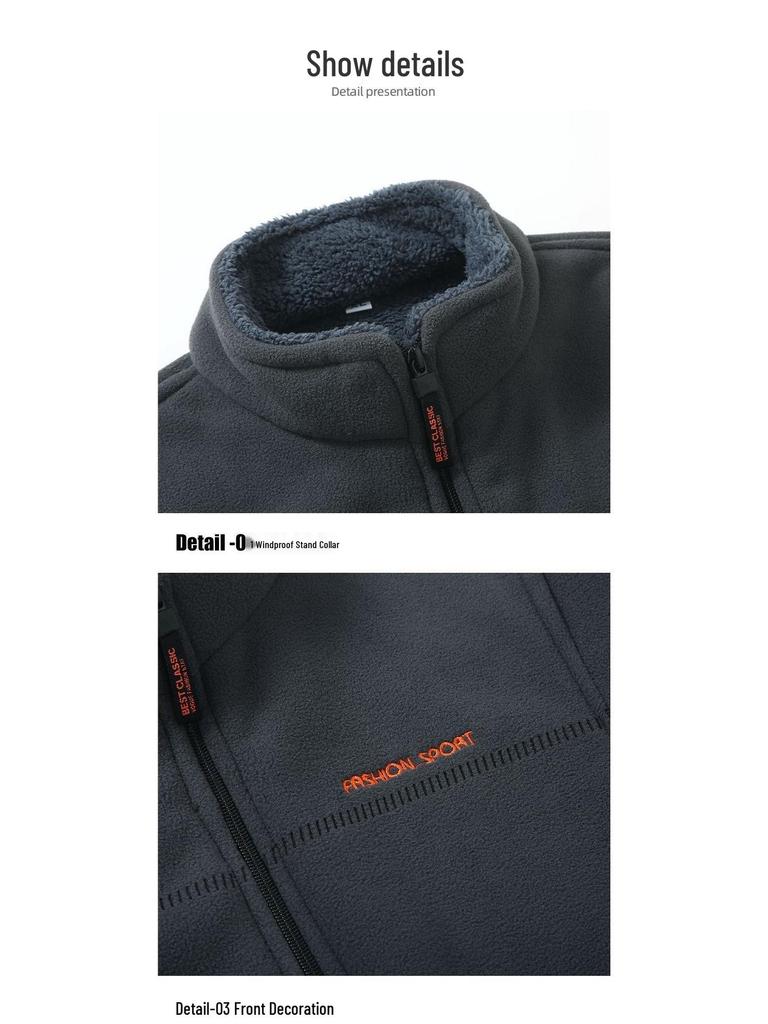 Men's Double-Sided Fleece Cardigan Jacket: Enhanced Warmth for Autumn & Winter, Windproof, Ideal for Middle-Aged & Young Adults