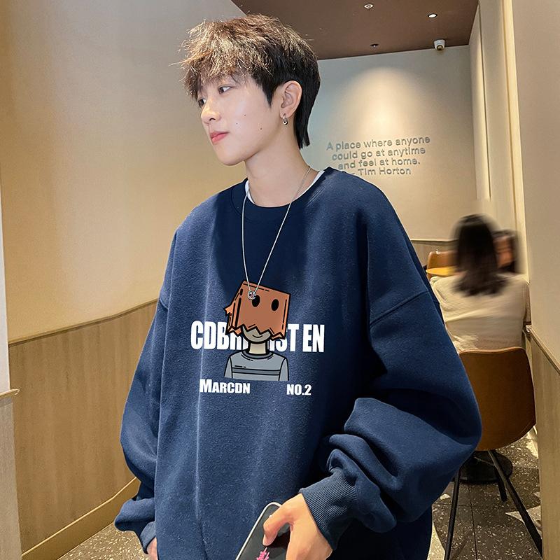 

American Crew Neck Sweater Men s Autumn and Winter New Casual Loose No Hat Cover Head Clothes 5XL