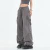 Solid Casual Women's Cargo Pants Elastic Waist Fashion Streetwear Harem Joggers Ankle Length Oversize Baggy Trousers for Girls