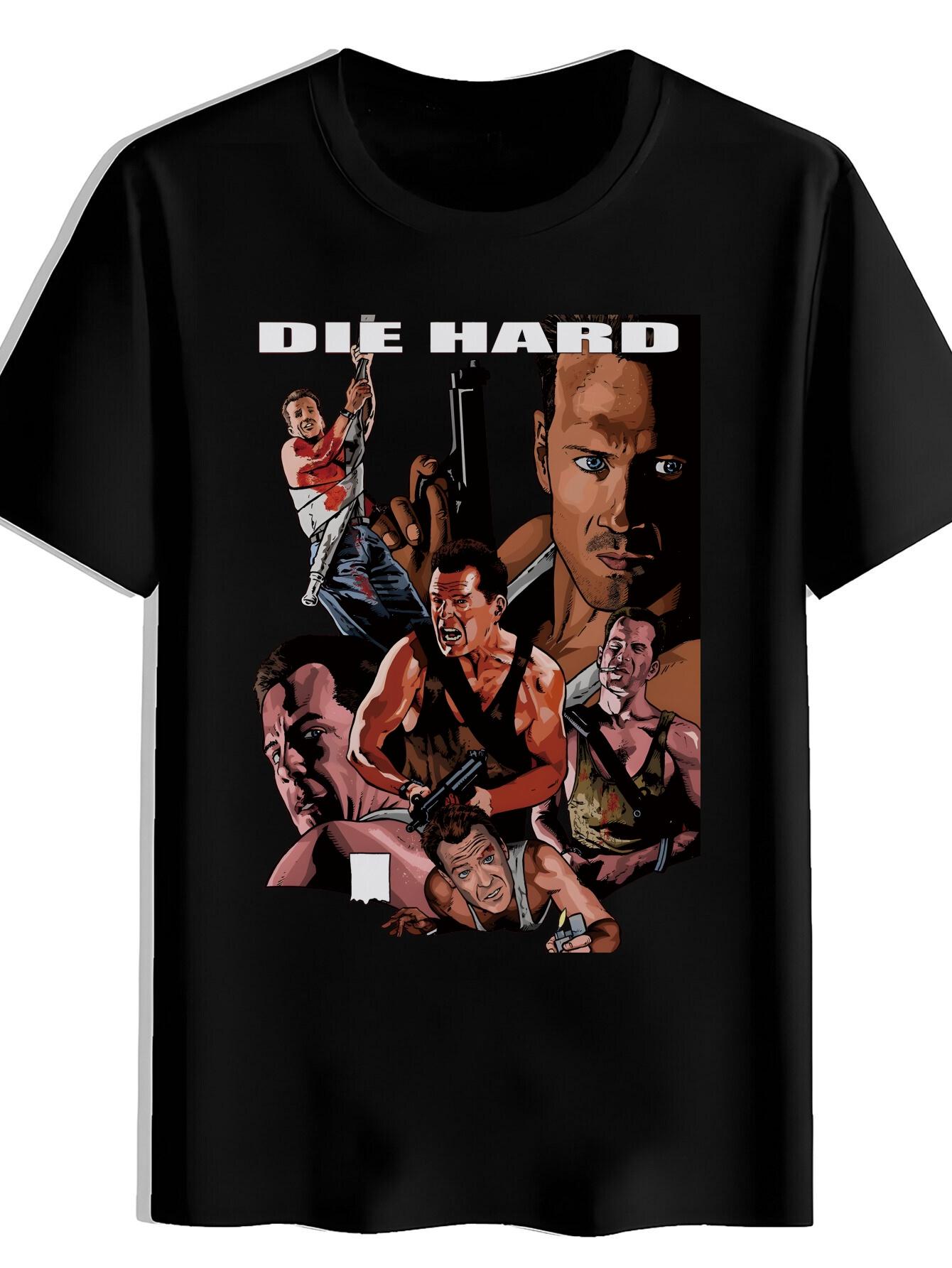 T-shirt DIE HARD Red And Black Striped Background Print S