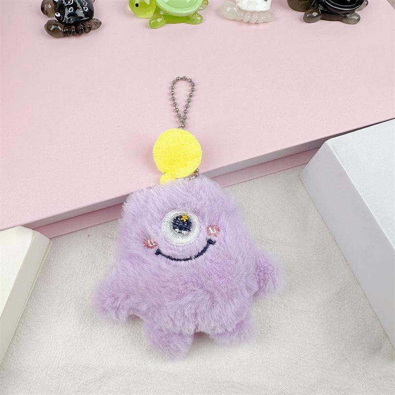 Xiaohongshu One-Eyed Monster Plush Keychain Toy - Cute Cartoon Carabiner Backpack Pendant