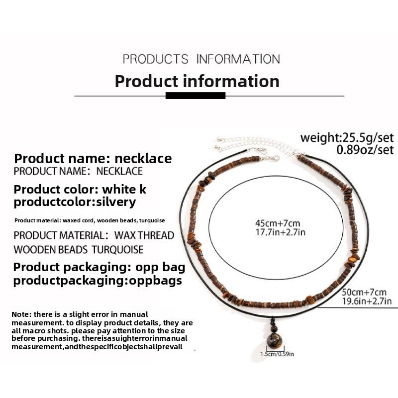 European and American jewelry, men's wood bead turquoise necklace set Necklace simple and versatile niche sweater chain