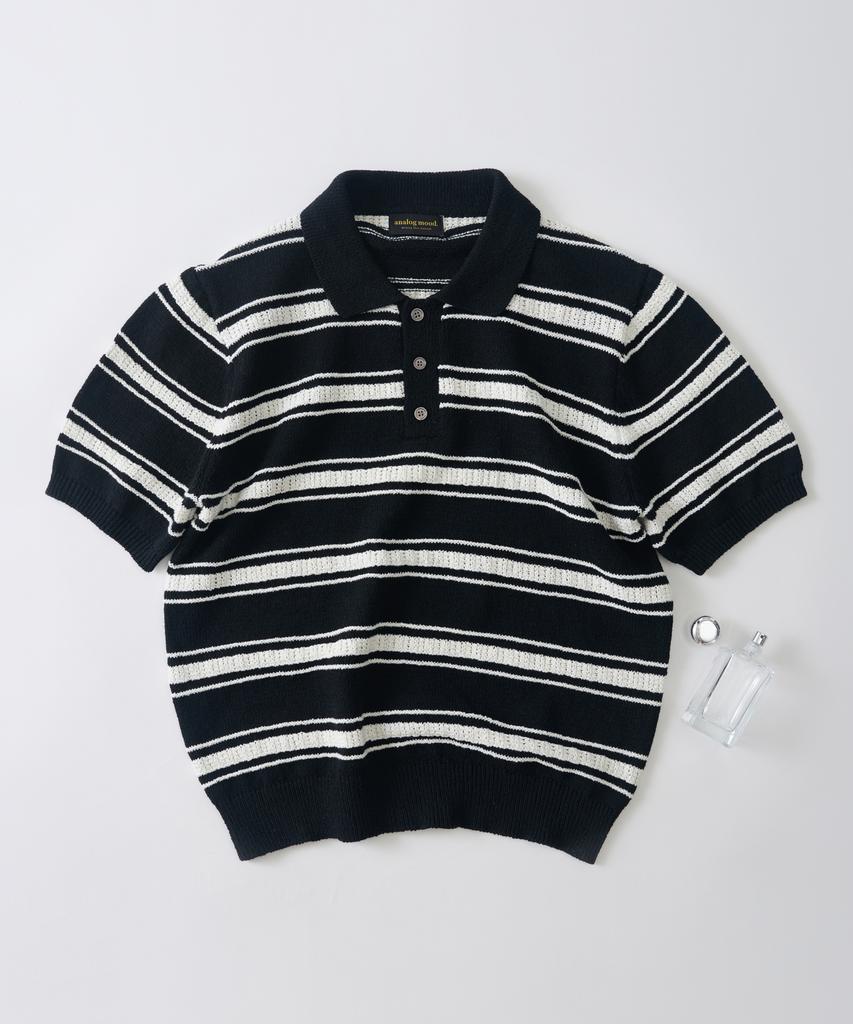 ANALOG MOOD Modern Striped Short Sleeve Knit (Black)