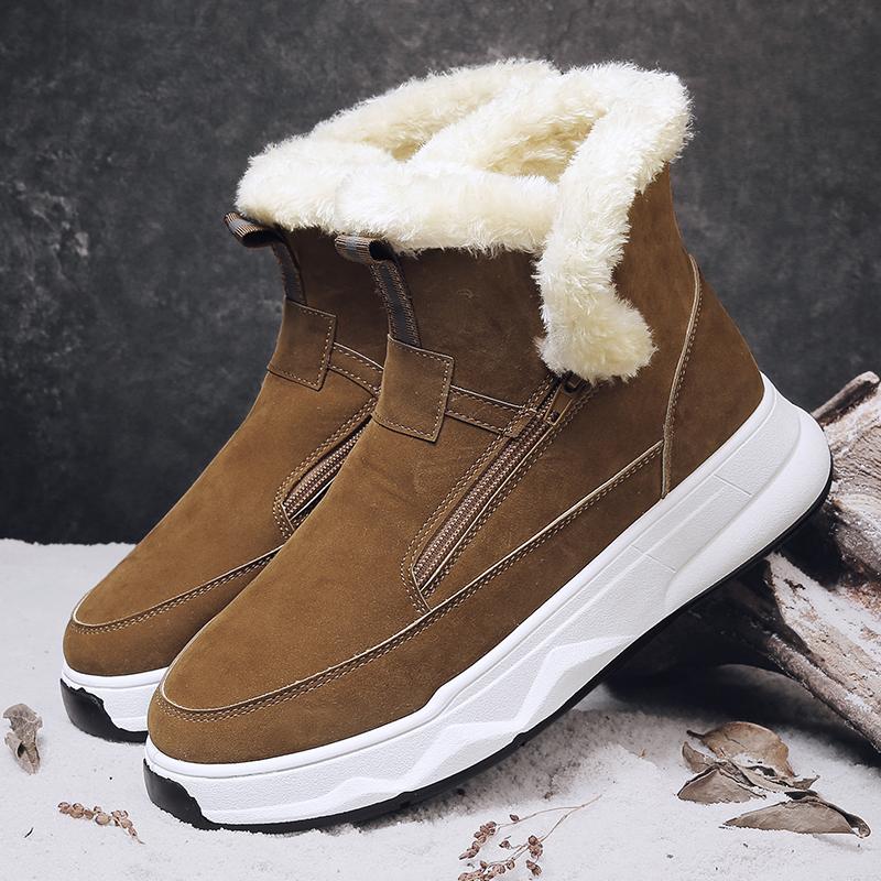 

2025 Новая осенне-зимняя обувь для мужчин Теплая повседневная Нескользящая Снежные ботинки Модная плюшевая Высокие кеды Мужская хлопковая обувь Botas Hombre 39 хаки